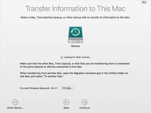 transfer information from time machine to new mac