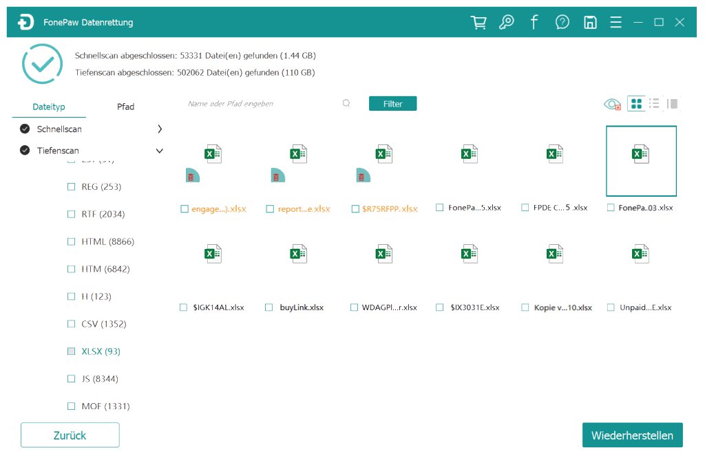 Gelöschte Excel-Datei wiederherstellen