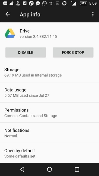 Force Stop Google Drive