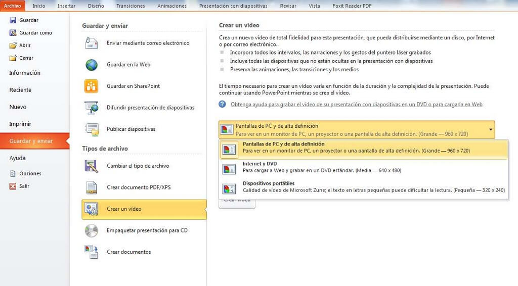 pantalla de PC de alta definición Powerpoint