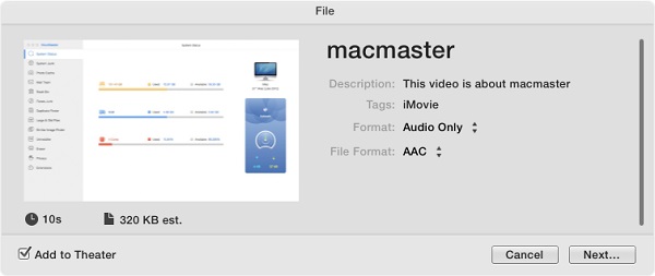 Exportar iMovie a archivo audio