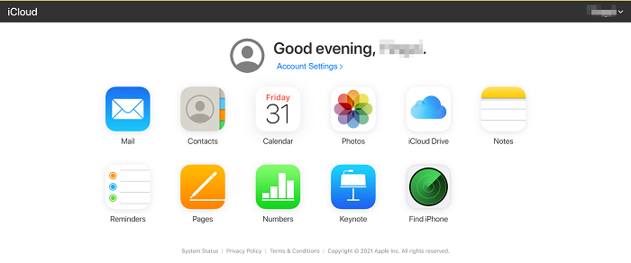 Recuperar os contatos do iPhone entrando no site oficial do iCloud