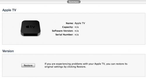 Restore Apple TV via iTunes