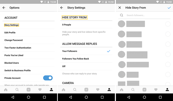 Hide Instagram Stories from 