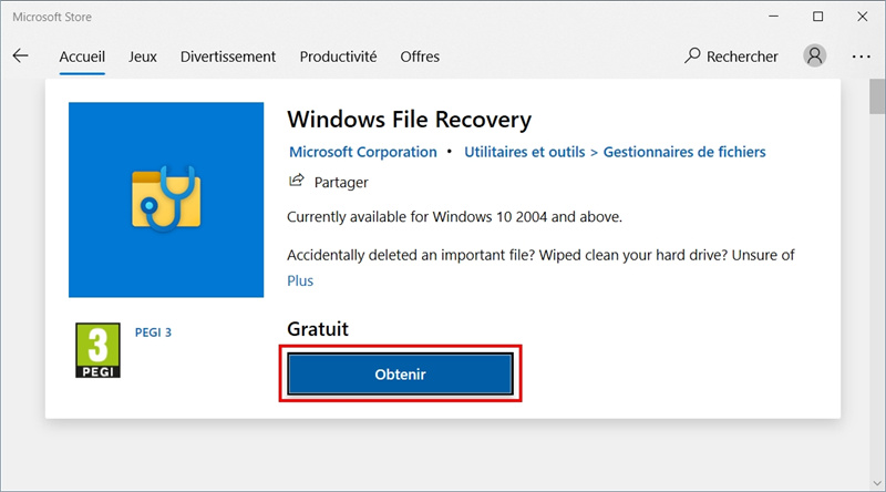 Installer Windows File Recovery