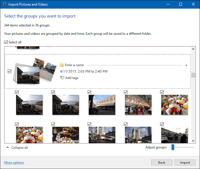 Select Photos to Import