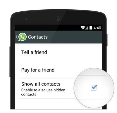 Restore Deleted Contacts on Android by Unhiding Contacts