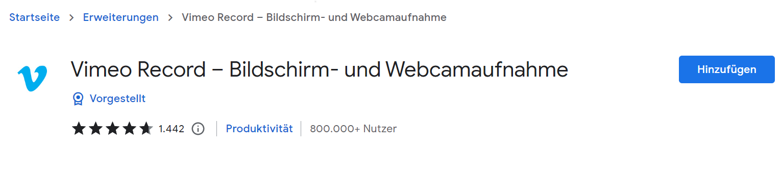 Vimeo in Chrome hinzufügen