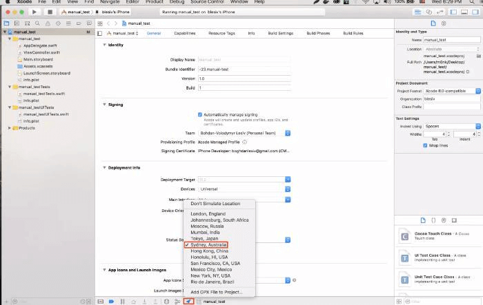 Xcode Select Location to Change