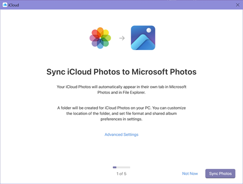 Agree to Sync iCloud Photos to Microsoft Photos