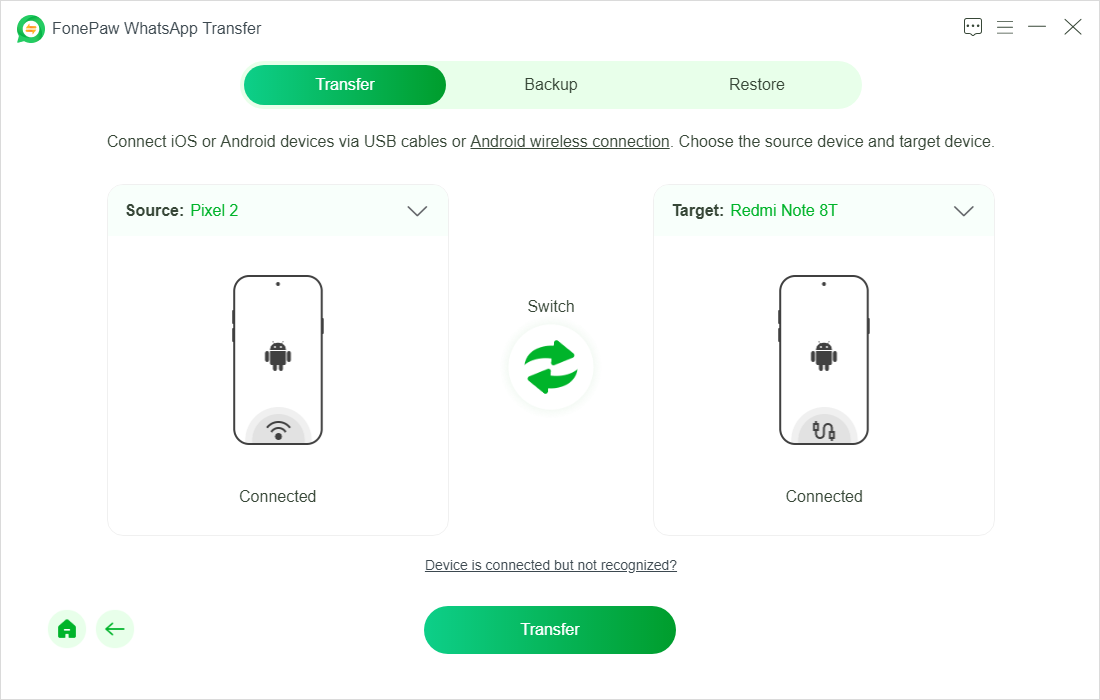 Set Source and Target Device