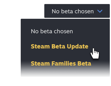 Choose Steam Beta Option