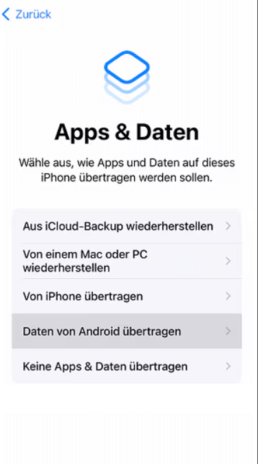  Option „Daten von Android übertragen“ auswählen