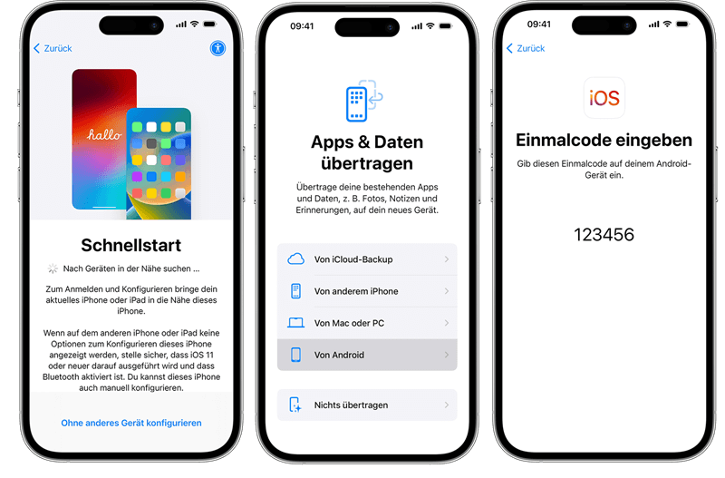 Datenumzug mit auf iOS Übertraung