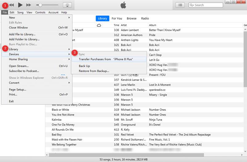 Download iPhone Music to PC from iTunes