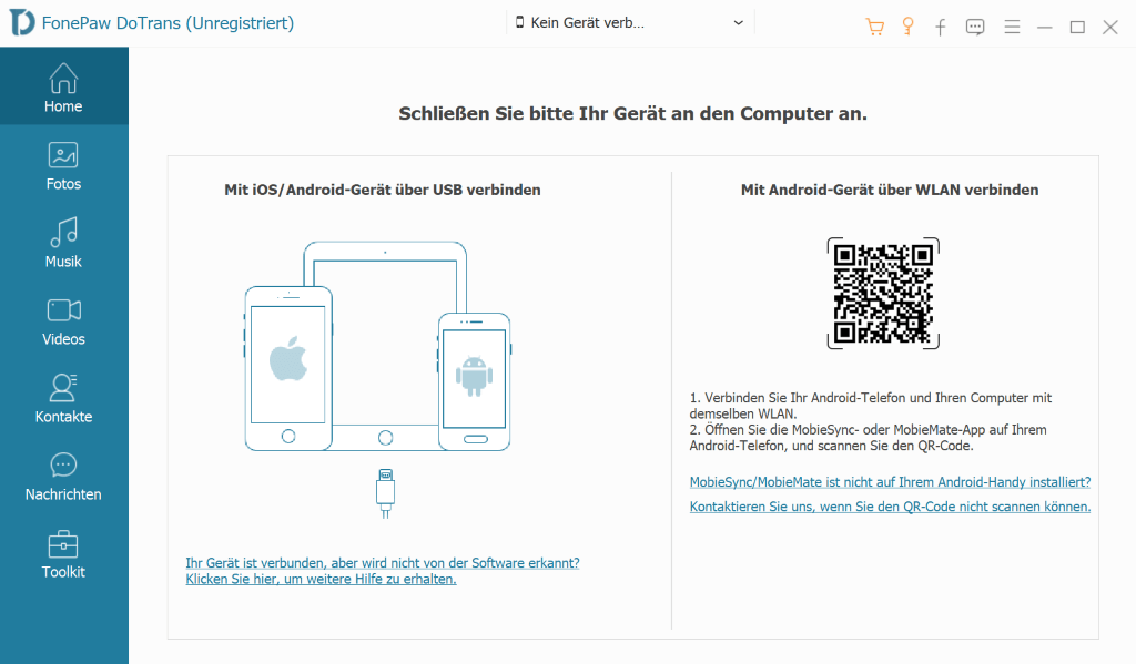 Hauptoberfläche von Fonepaw DoTrans