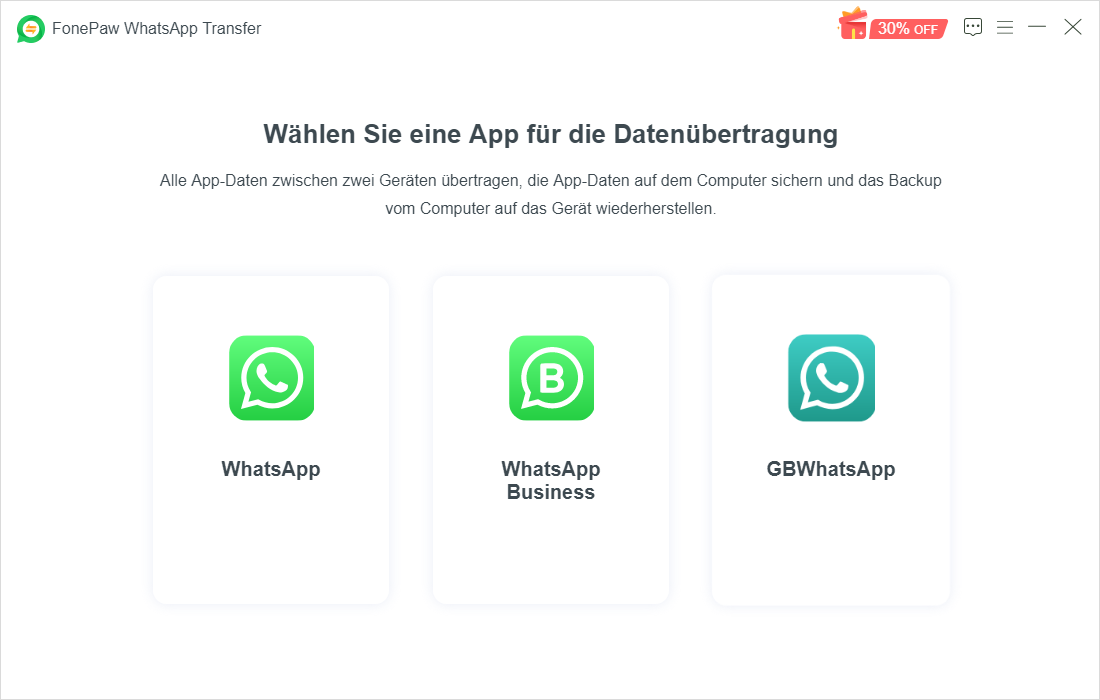 Hauptschnittstelle von WhatsApp Transfer