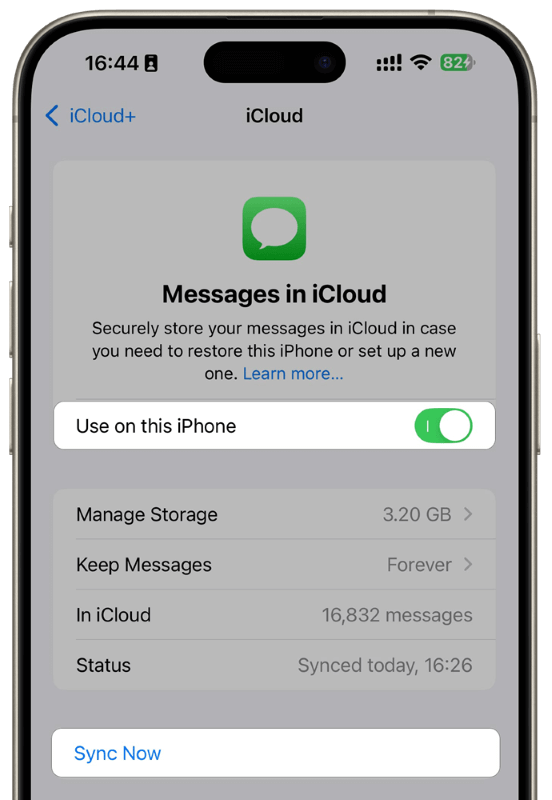 Sync iPhone Messages via iCloud