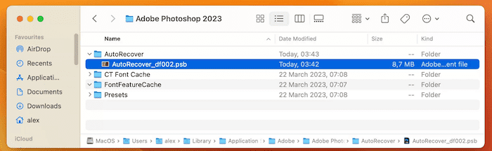 Find Photoshop Autosave Files on Mac