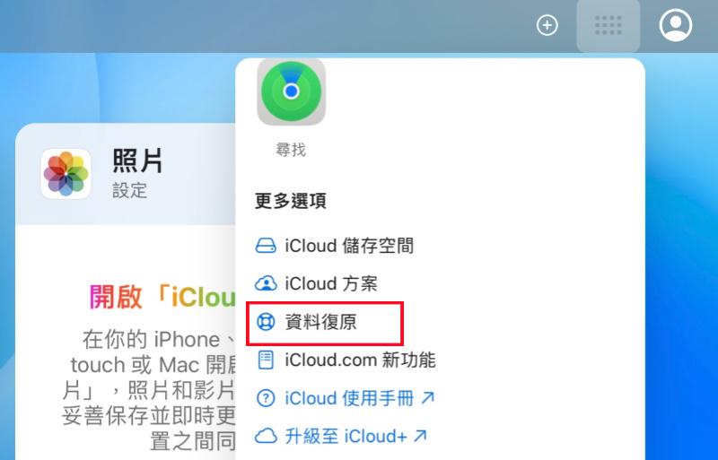 透過 iCloud 回復 Safari 瀏覽記錄