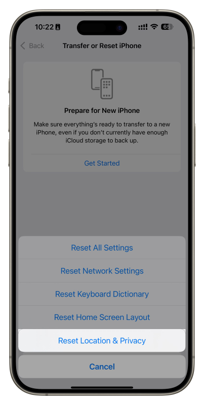 Reset iPhone Location Privacy