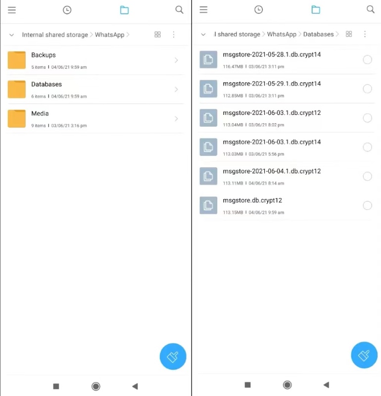 Restore WhatsApp from Locak Backup