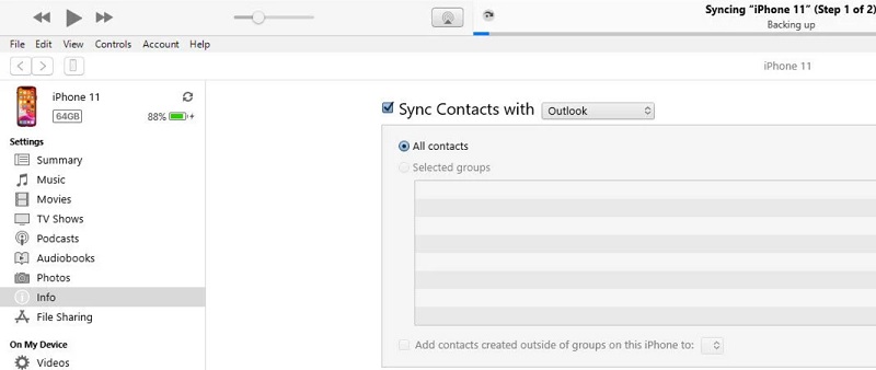 Save Outlook Contacts to iPhone with iTunes