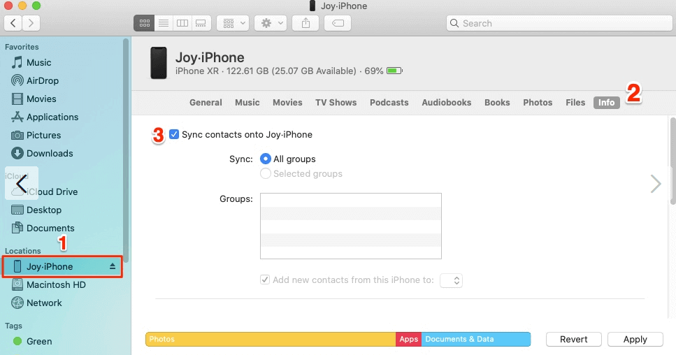 Sync Contacts from iPhone to Mac with Finder