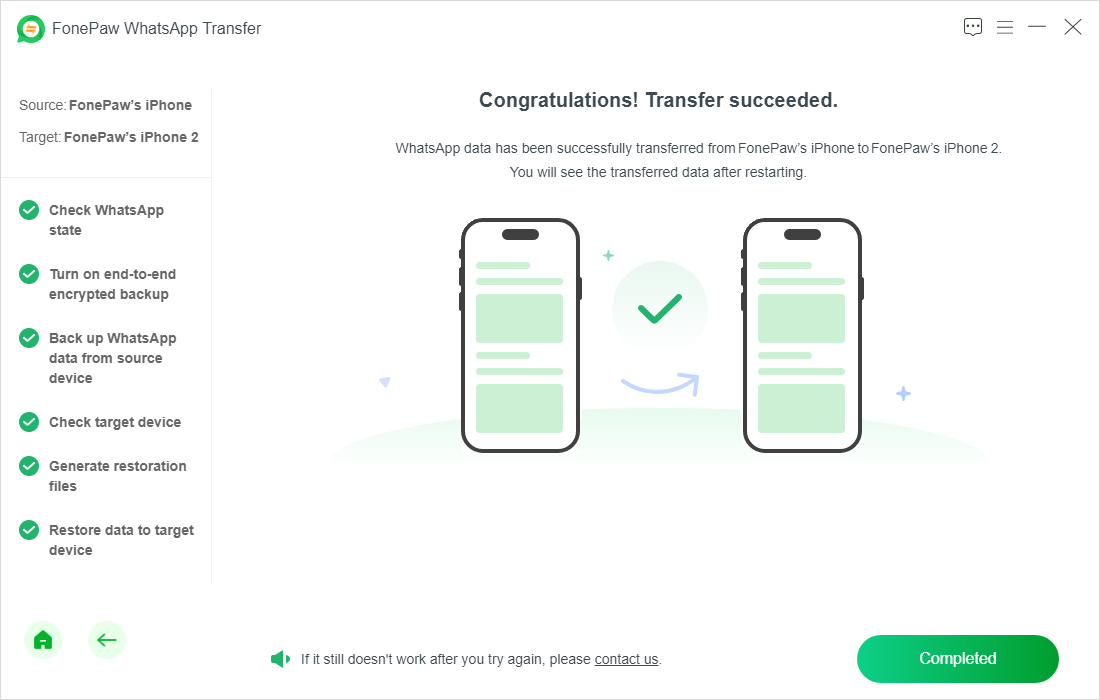 Click Button To Transfer From iOS to iOS