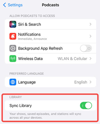 Turn on Sync Library On iPhone