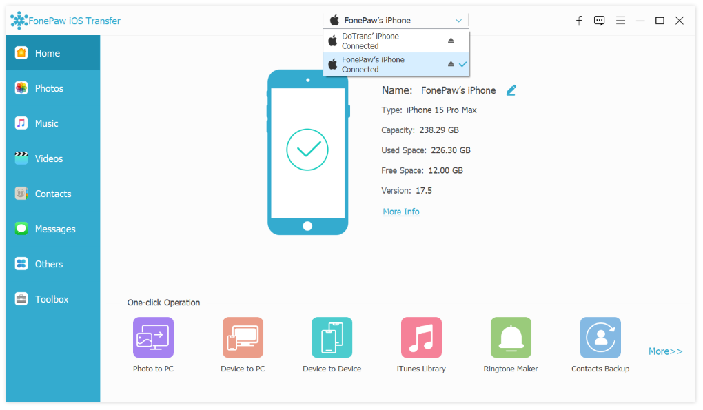 FonePaw iOS Transfer Homepage