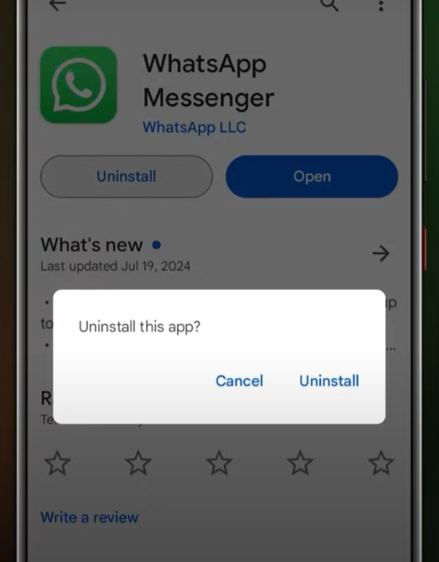 Uninstall WhatsApp on Android Device