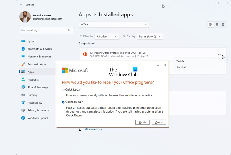 Windows 11/10 Repair Word